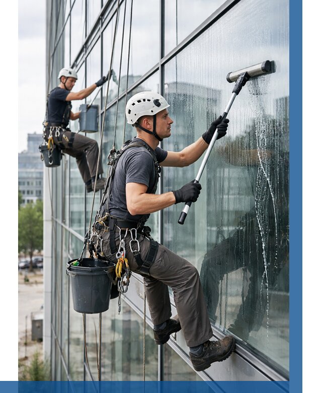 Мойка витражей альпинистами в Губкине от 711 р. под ключ|ВЫСОТНИК-Гбк