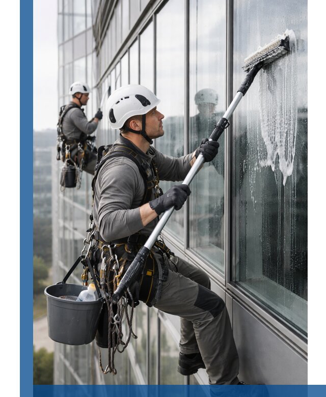 Высотная мойка сплошного остекления с выездом в Губкине