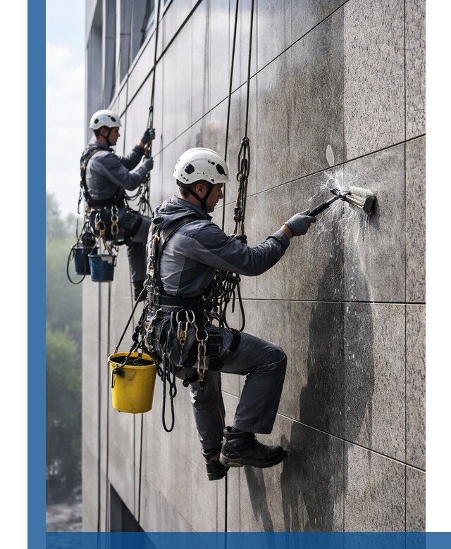 Профессиональная мойка фасада из керамогранита в Губкине