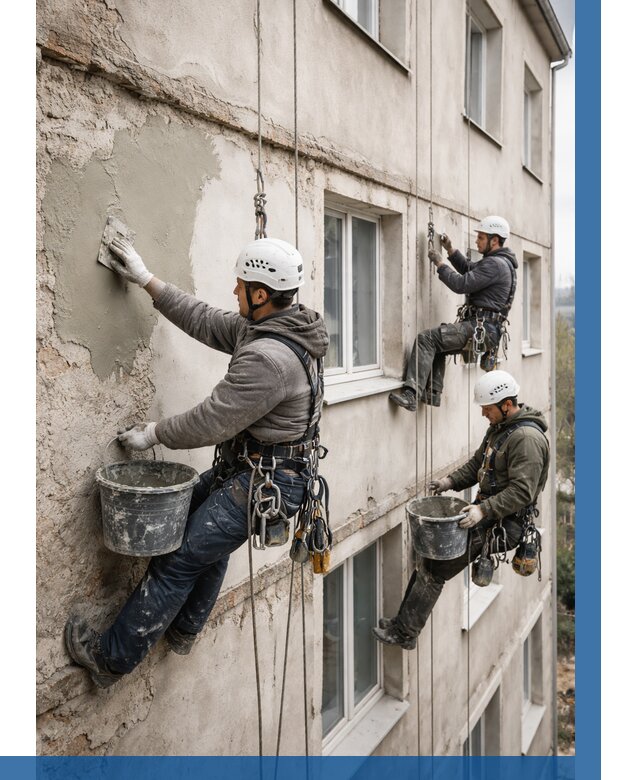 Ремонт штукатурного фасада в Губкине от 762 р. под ключ | ВЫСОТНИК-Гбк