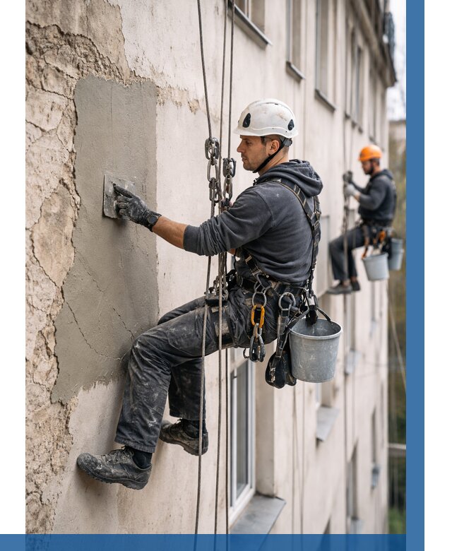 Восстановление штукатурки фасада в Губкине от 1219 р. | ВЫСОТНИК-Гбк