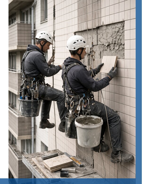 Ремонт облицовки фасада плиткой в Губкине от 1828 р. | ВЫСОТНИК-Гбк