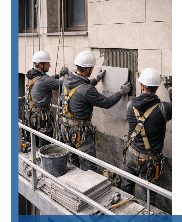 Ремонт облицовки фасада плиткой в Губкине с гарантией