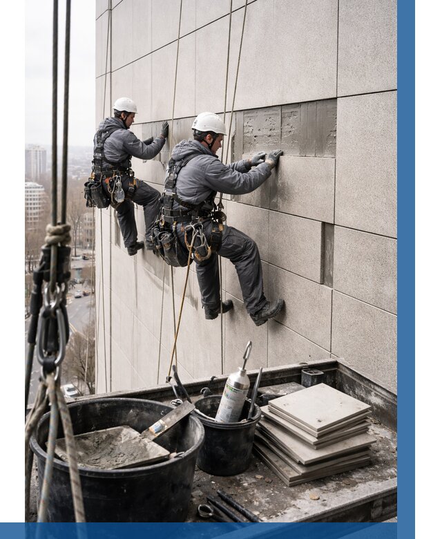 Ремонт фасада из керамогранита в Губкине от 2540 р. | ВЫСОТНИК-Гбк