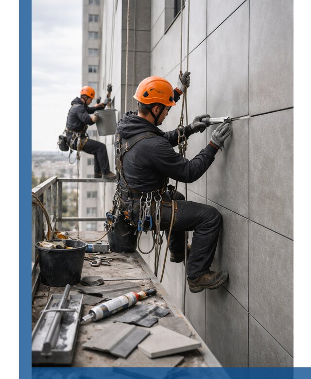 Профессиональный ремонт фасада из керамогранита в Губкине