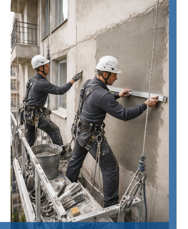 Штукатурка фасада на высоте в Губкине от 914 р. | ВЫСОТНИК-Гбк