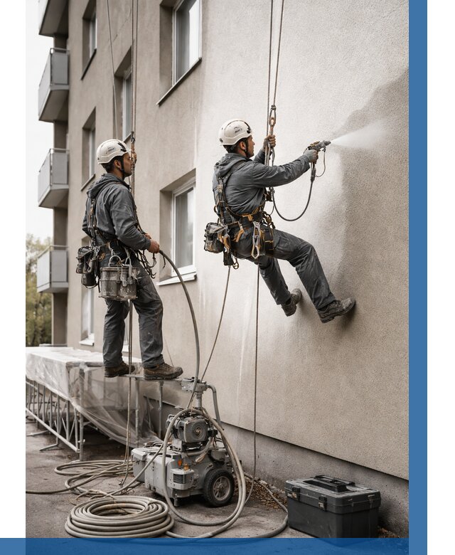 Безвоздушная покраска фасада в Губкине от 223 р/м² | ВЫСОТНИК-Гбк