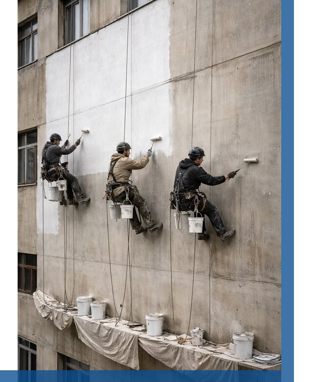 Покраска бетонного фасада в Губкине от 356 р за м2 | ВЫСОТНИК-Гбк