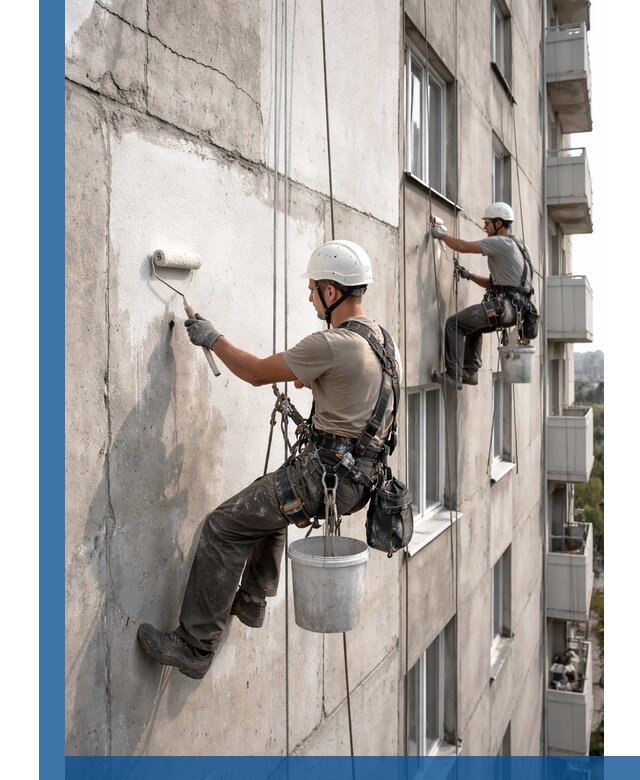 Покраска бетонного фасада в Губкине для жилых и промышленных объектов