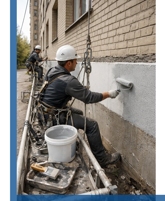 Окраска цоколя здания в Губкине профессионально и надежно