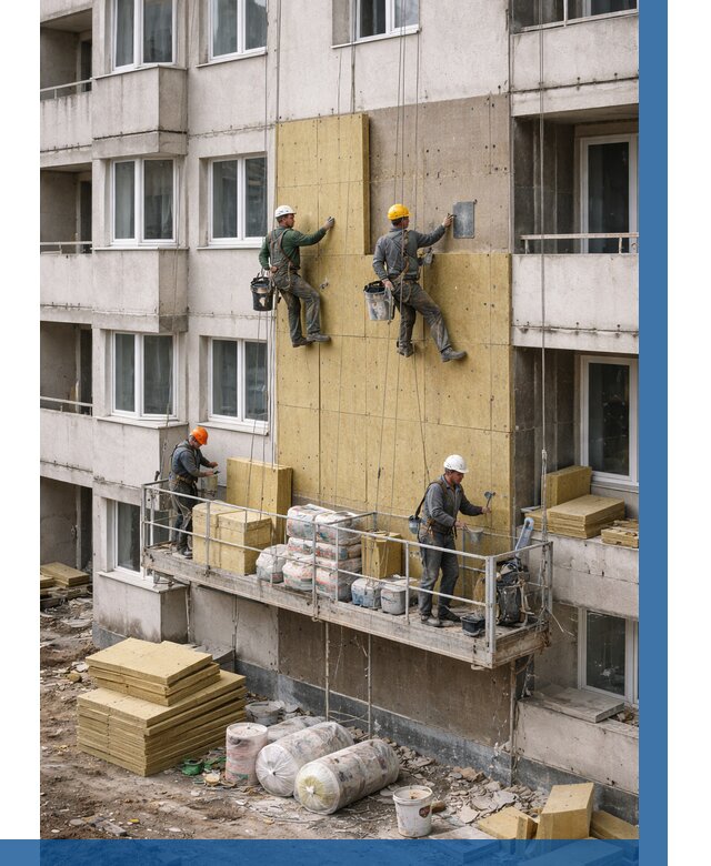 Утепление фасада минватой в Губкине от 1524 р. | ВЫСОТНИК-Гбк