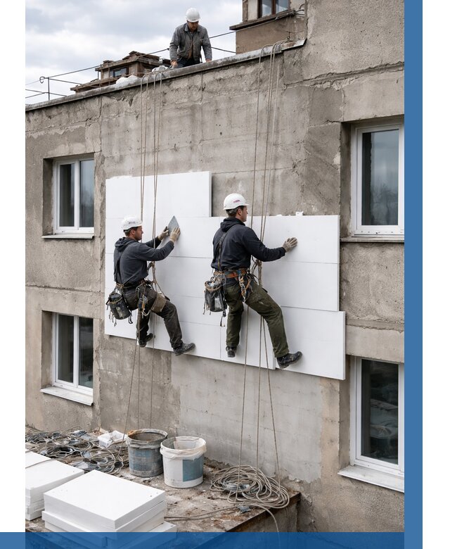 Утепление фасада пенополистиролом в Губкине от 1828 р. | ВЫСОТНИК-Гбк