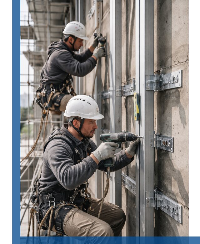 Монтаж и крепление подсистемы вентфасада в Губкине