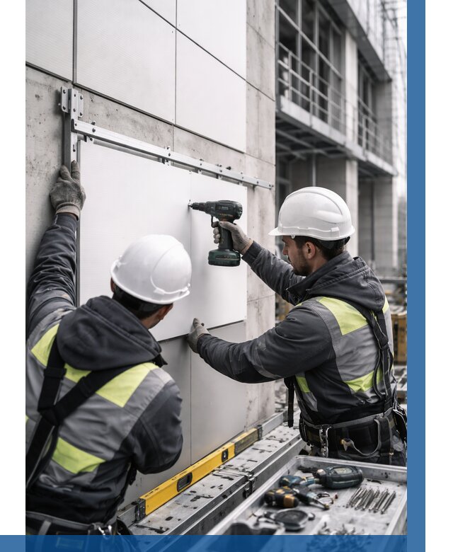 Монтаж композитных панелей фасада в Губкине от 2540 р. | ВЫСОТНИК-Гбк