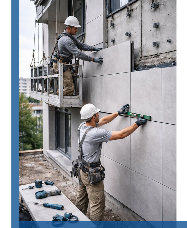 Монтаж керамогранита на фасад в Губкине под ключ с гарантией качества