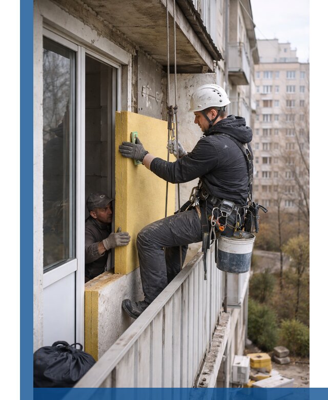Профессиональное утепление балкона снаружи в Губкине под ключ