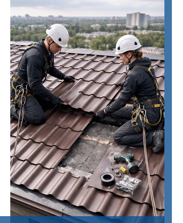 Ремонт металлочерепицы на крыше в Губкине от 914 р. | ВЫСОТНИК-Гбк