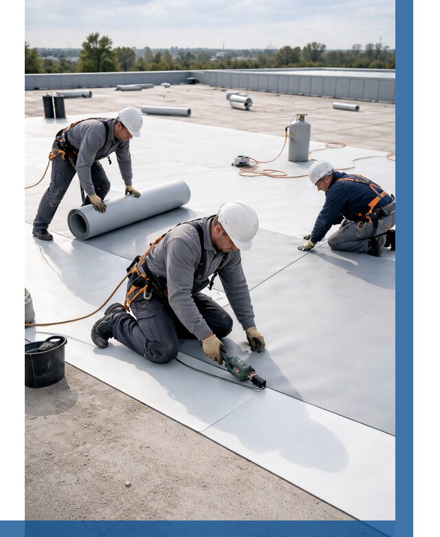 Монтаж мембранной кровли под ключ в Губкине от 1219 р. | ВЫСОТНИК-Гбк