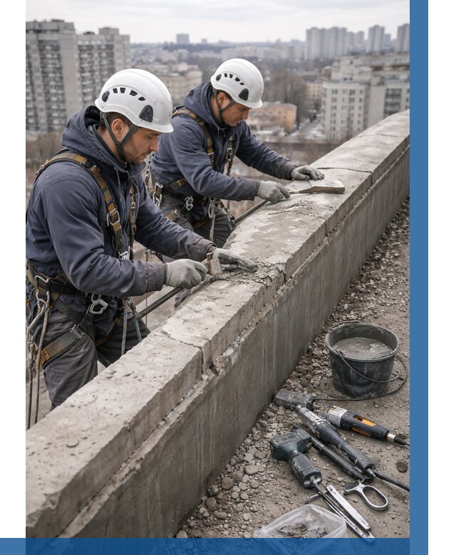 Ремонт парапета на кровле в Губкине от 1524 р. | ВЫСОТНИК-Гбк