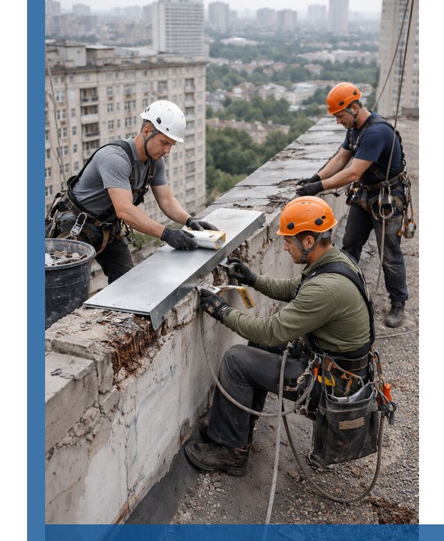 Ремонт парапета на кровле в Губкине, высотные работы с гарантией