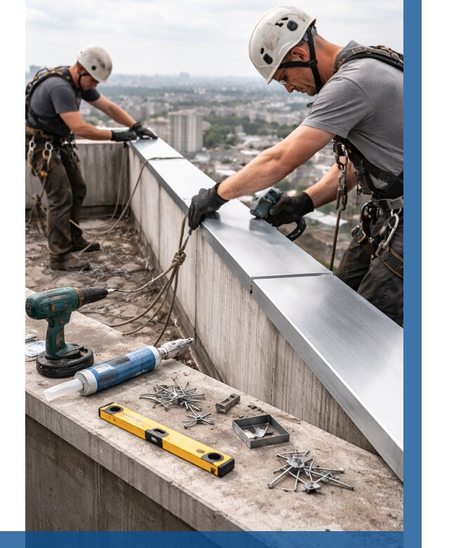 Монтаж парапетных крышек в Губкине от 813 р. | ВЫСОТНИК-Гбк