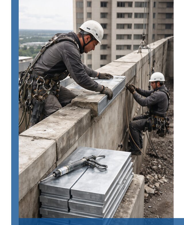Замена парапетных крышек и установка новых в Губкине