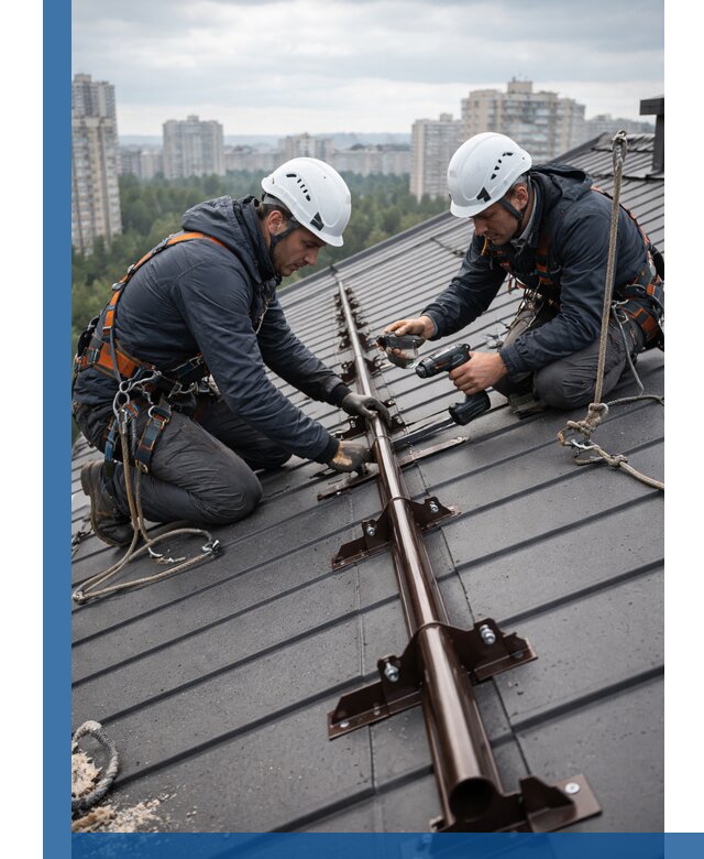 Монтаж снегозадержателей на кровле зданий в Губкине под ключ