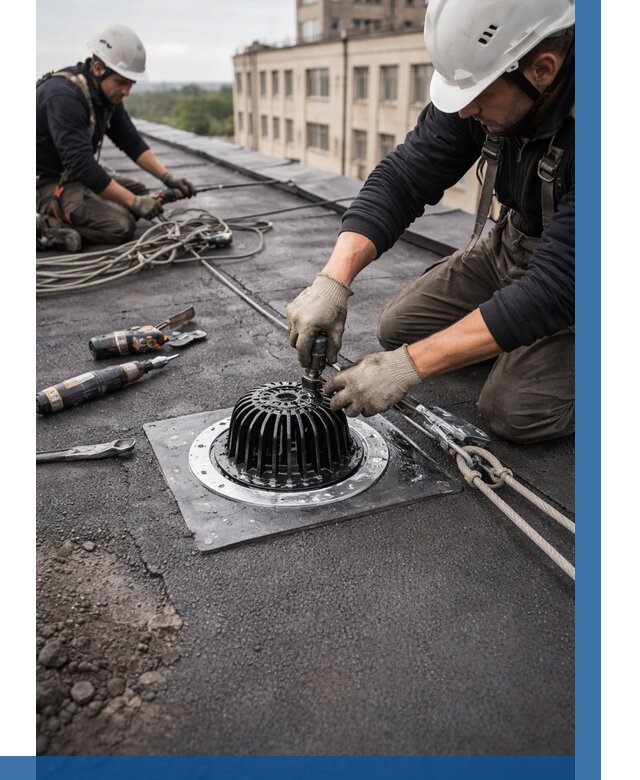 Установка водосточных воронок в Губкине цена от 3555 р. | ВЫСОТНИК-Гбк