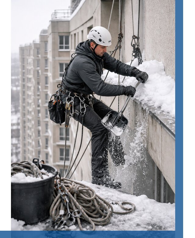 Очистка карнизов от снега в Губкине от 305 р. | ВЫСОТНИК-Гбк