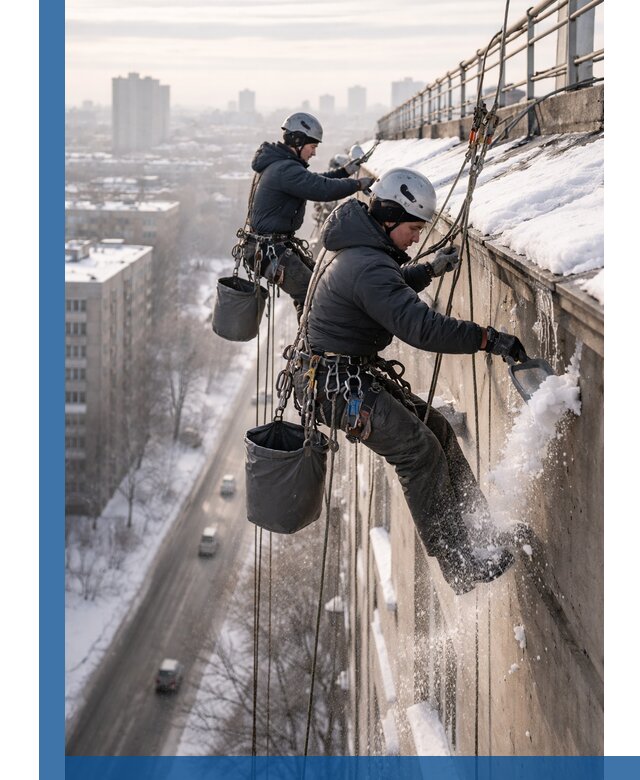 Очистка карнизов от снега в Губкине профессионально и безопасно