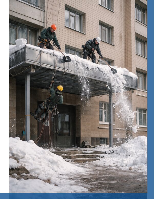 Очистка козырьков от снега в Губкине от 3555 р. | ВЫСОТНИК-Гбк