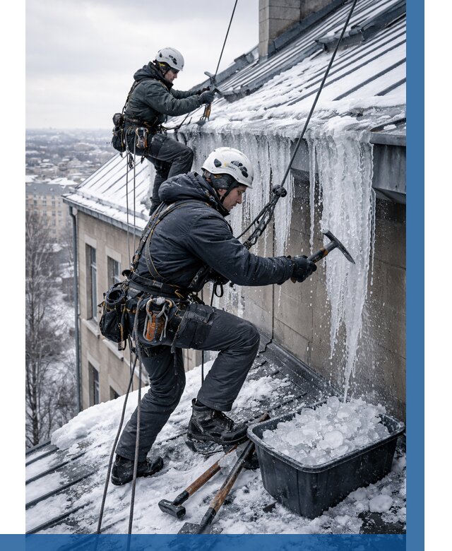 Удаление наледи с кровли в Губкине от 5587 р. | ВЫСОТНИК-Гбк