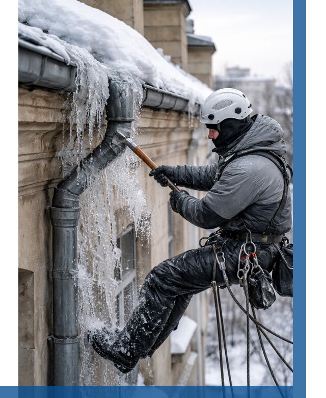 Очистка водостоков от льда в Губкине от 3555 р. | ВЫСОТНИК-Гбк