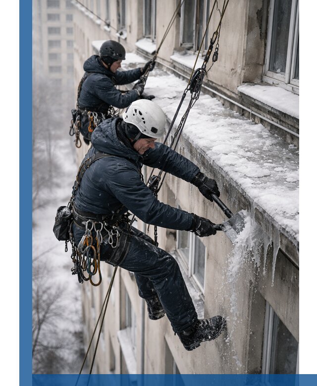 Удаление наледи и сосулек с карнизов в Губкине профессионально