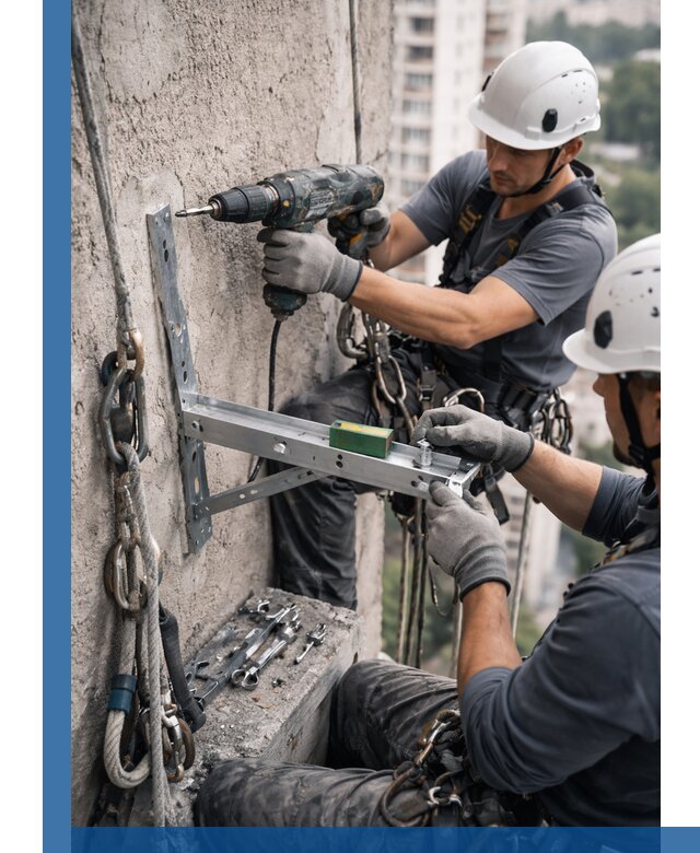 Установка кронштейнов кондиционера и крепежа в Губкине
