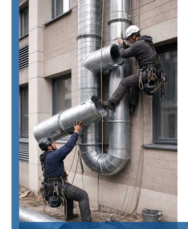 Монтаж фасадных воздуховодов в Губкине с герметизацией и крепежом