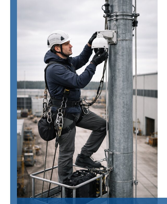 Профессиональная установка видеокамер на мачте в Губкине