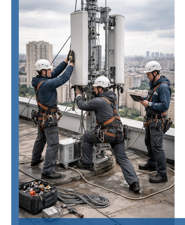 Монтаж антенн связи на крыше в Губкине с вводом в эксплуатацию