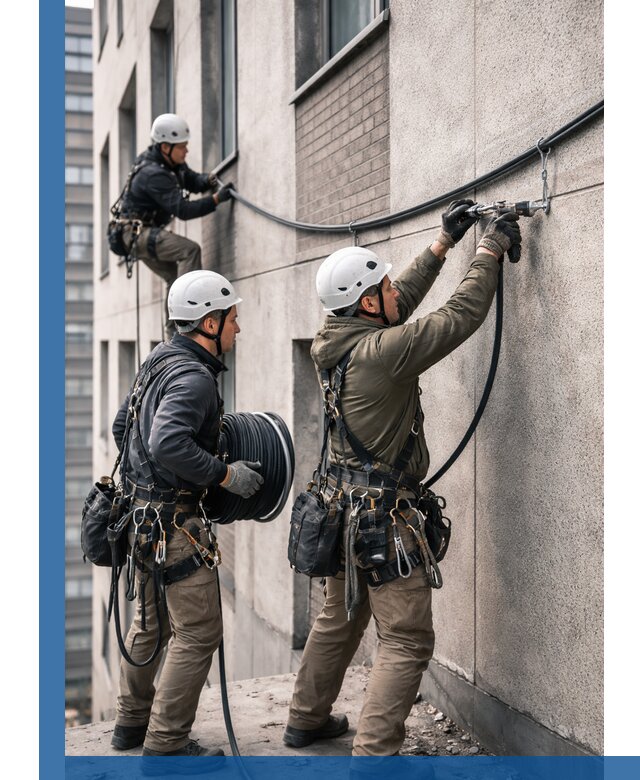 Прокладка кабеля по фасаду в Губкине, профессиональный монтаж