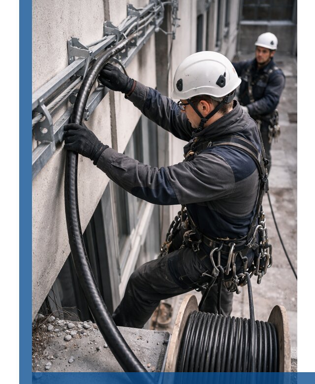 Протяжка кабеля питания на высоте в Губкине с гарантией безопасности и качества