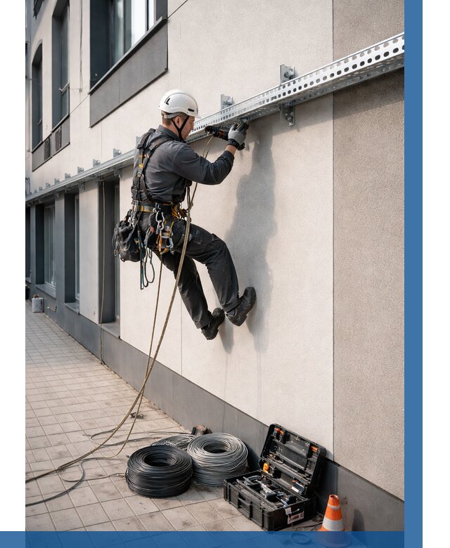 Монтаж кабельных лотков на фасаде в Губкине от 1219 р. | ВЫСОТНИК-Гбк