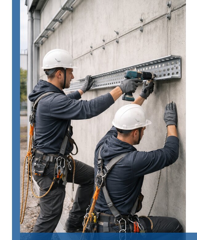 Монтаж кабельных лотков на фасаде зданий в Губкине с гарантией