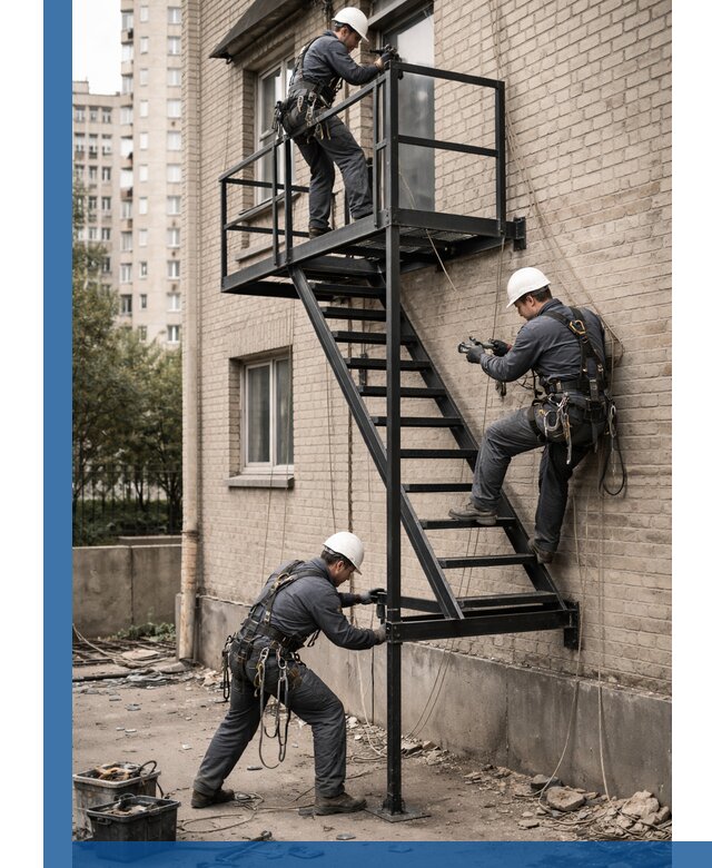 Монтаж пожарной лестницы в Губкине, установка и крепление