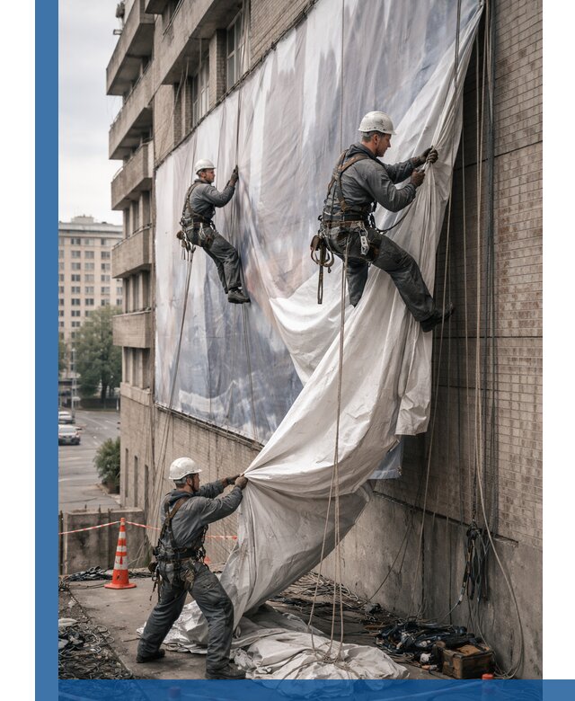 Демонтаж баннеров с фасада в Губкине оперативно и безопасно