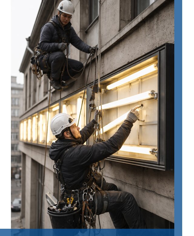 Замена ламп в вывеске в Губкине под ключ от 3555 р. | ВЫСОТНИК-Гбк