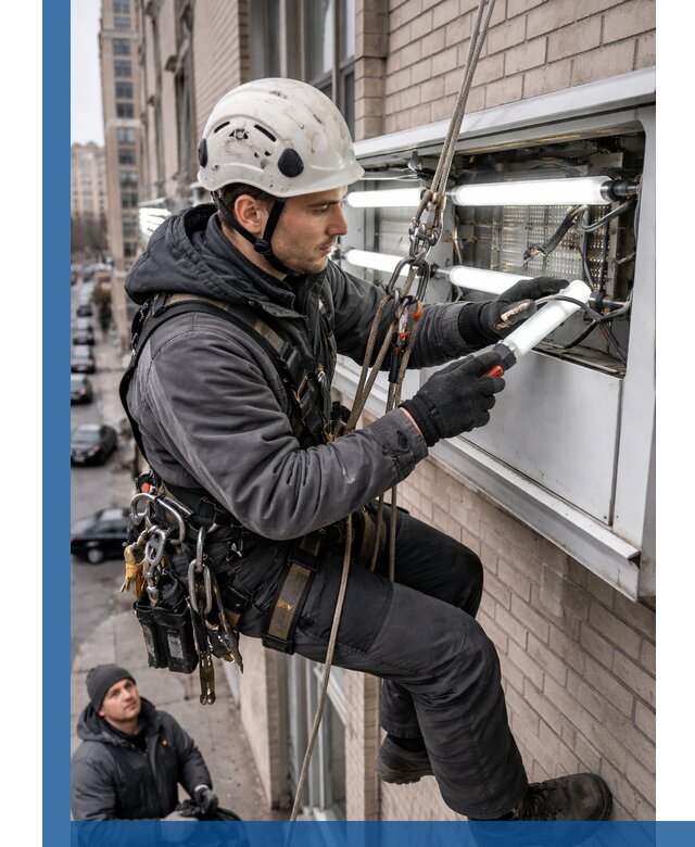 Профессиональная замена ламп в наружной вывеске в Губкине