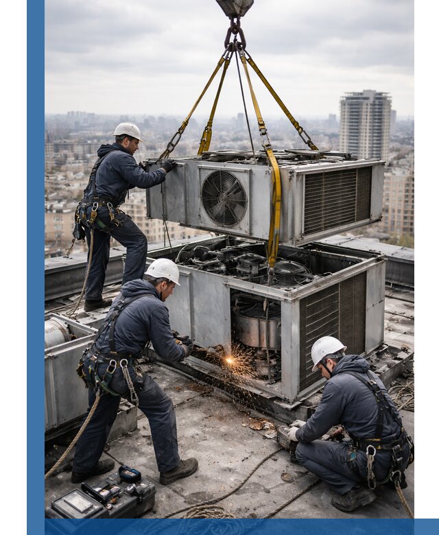 Демонтаж крышной установки в Губкине любой сложности