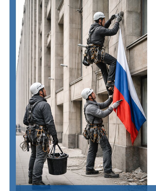 Профессиональная установка флагов на фасаде в Губкине