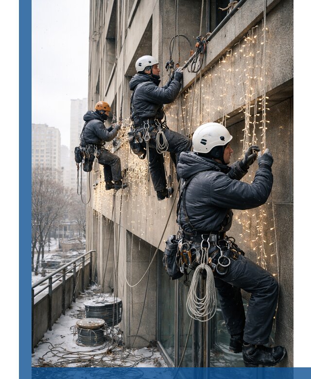 Монтаж новогодней иллюминации и украшение фасадов в Губкине