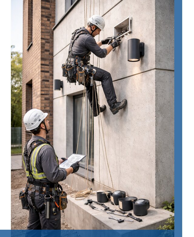 Монтаж фасадного освещения в Губкине от 2540 р. | ВЫСОТНИК-Гбк